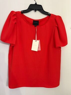 Alex Marie Blouse Short Sleeve Tomato Red Size Medium NWT Retail $69